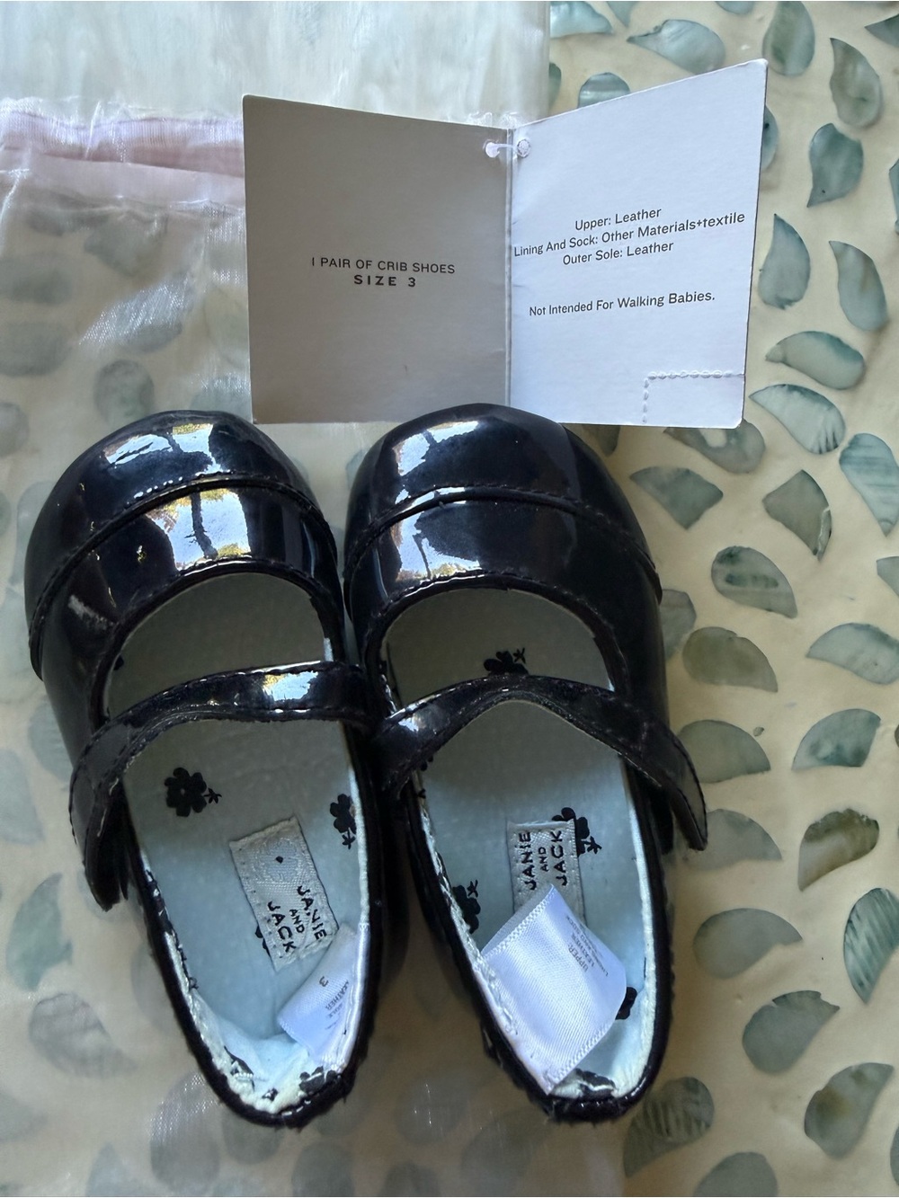 Janie and Jack Black Patent Leather Mary Jane Crib Shoes